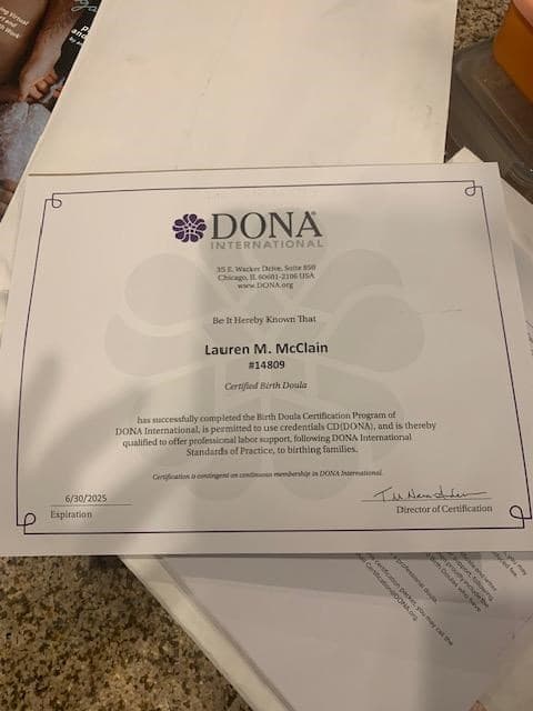 Lauren Mcclain — doula training — photo 1