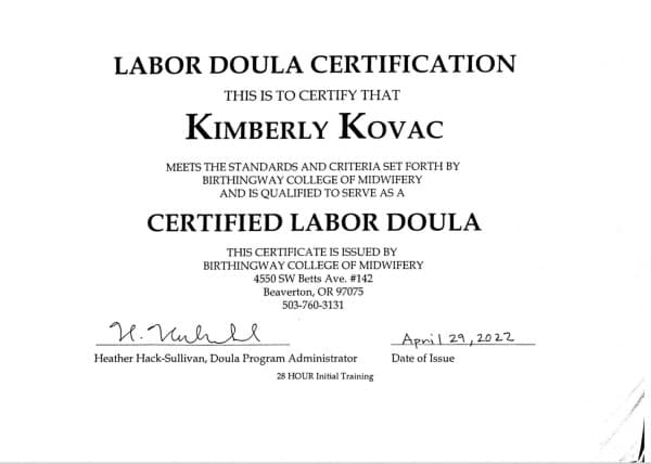 Kim Kovac — doula training — photo 3