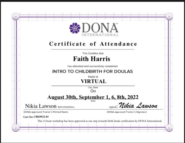 Faith Harris — doula training — photo 2
