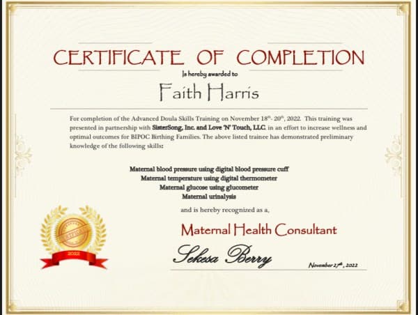 Faith Harris — doula training — photo 3