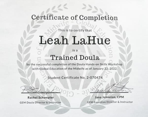 Leah Lahue — doula training — photo 1